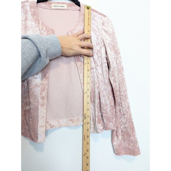 World Cane Vintage Cardigan Women Size M Pink Crushed Velvet Fairycore Whimsical - Picture 11 of 11